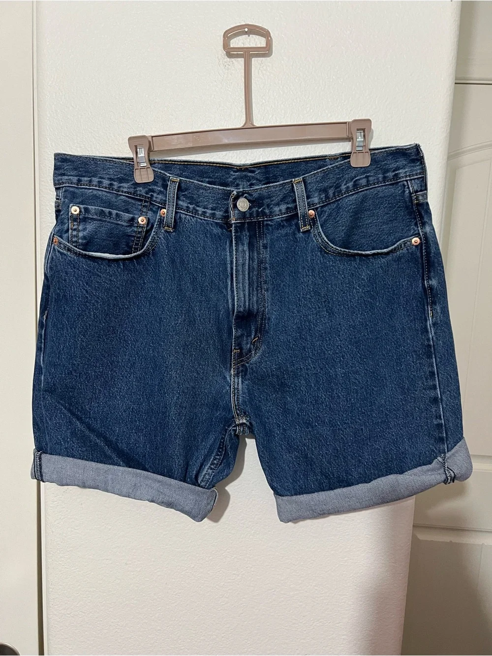 Levi's Women's 405 Rolled Hem Dark Blue Denim Shorts